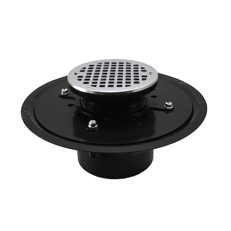 Jones Stephens 4in. Heavy Duty ABS Drain Base with 3-1/2in. Plastic Spud and 5in. Chrome Plated Strainer D53482